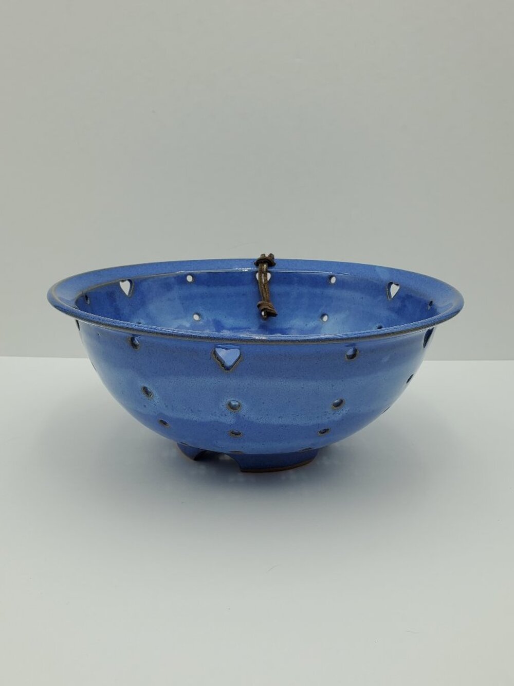 Cunningham Pottery Colander Blue Pottery Pasta Drainer Fruit Bowl